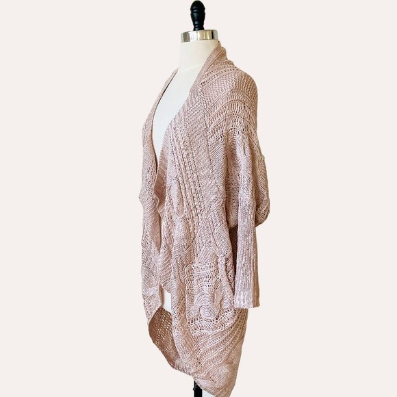 Blush Pink Open Front Cardigan Sweater - Picture 2 of 4